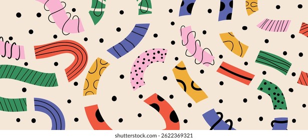 Vetor de fundo para crianças e crianças. Divertido Desenho infantil mão desenhado rabiscar. Design de desenho animado divertido para design de embalagem, papel de parede e impressão.