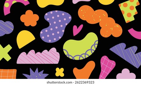 Kids and children background vector. Fun Childish hand drawn doodle design. Playful cartoon design for packaging design, wallpaper and print.