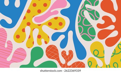 Vetor de fundo para crianças e crianças. Divertido Desenho infantil mão desenhado rabiscar. Design de desenho animado divertido para design de embalagem, papel de parede e impressão.