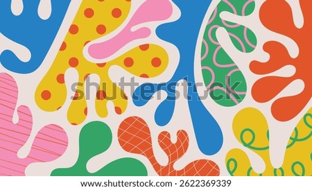 Kids and children background vector. Fun Childish hand drawn doodle design. Playful cartoon design for packaging design, wallpaper and print.