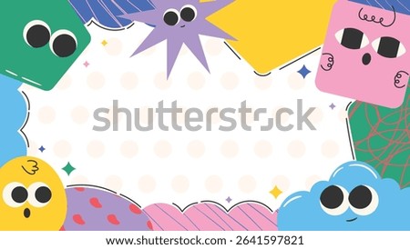 Kids and children background vector. Fun Childish hand drawn doodle design. Playful cartoon design for packaging design, wallpaper and print, back to school.