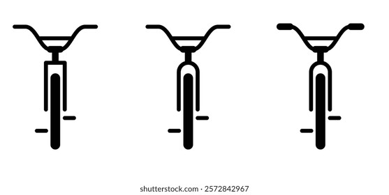 Kids or children bike with bicycle pedals. World Bicycle day, health day. Sport velocipede tools. Cyclist, cycling symbol. For school or play. Children bicycles silhouettes. Little bike, for view.