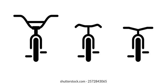 Kids or children bike with bicycle pedals. World Bicycle day, health day. Sport velocipede tools. Cyclist, cycling symbol. For school or play. Children bicycles silhouettes. Little bike, for view.