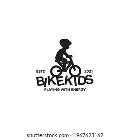 Kids Or Children Bike Logo Design Vector Template