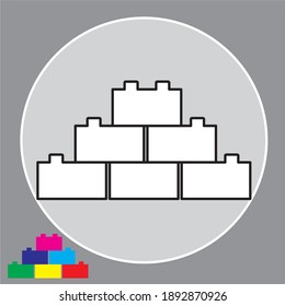 Kids Children Block Building Toy Vector Art Illustration. EPS 10 