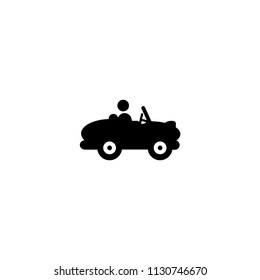 Kids, children car driver, driving toy icon vector illustration black symbol