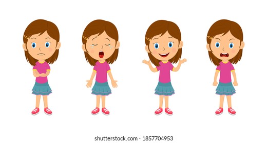  kids, children express emotions set,illustration,vector