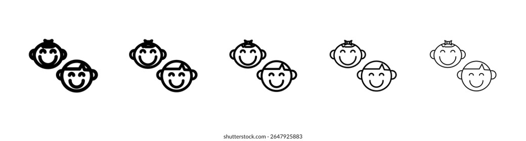 Vector aislado del icono de los niños o de los niños en el sistema blanco del fondo