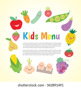 Kids and children meal menu vector template