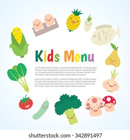 Kids and children meal menu vector template