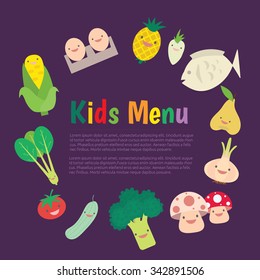 Kids and children meal menu vector template