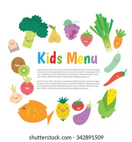 Kids and children meal menu vector template