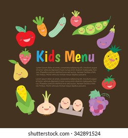 Kids and children meal menu vector template