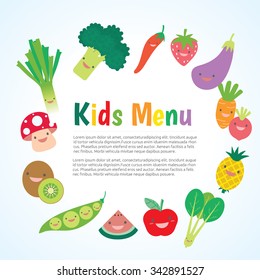 Kids and children meal menu vector template