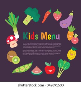 Kids and children meal menu vector template