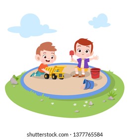 kids children playing playground vector illustration