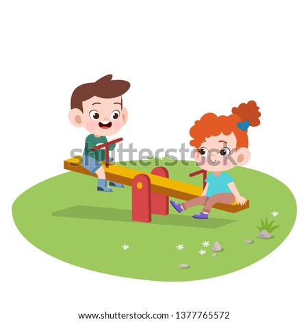 kids children playing playground vector illustration
