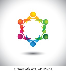 kids & children playing together - people concept vector. This abstract graphic can also represent support group meeting, students learning, community unity, management strategy & planning, etc