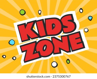 Kids children zone fun game cartoon banner park party concept. Vector flat graphic design illustration