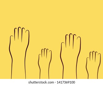 Kids, children's hands. Waiting for adoption. Vector illustration