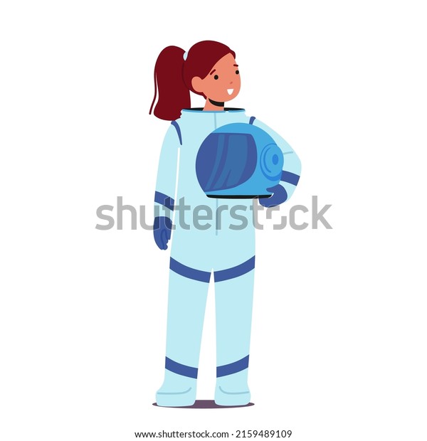 Kids Choose Astronaut Profession. What I\
Want to Be When Grow Up Concept. Child Girl Character in Space Suit\
and Helmet. Cosmonaut Occupation, Child Education. Cartoon People\
Vector Illustration