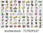 Kids Chores Icons Set - Hand Drawn Daily Tasks Clip Art Icons for Kids & Toddlers