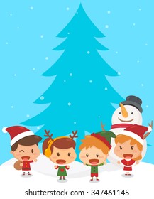 Kids and Christmas. Flat design character. 