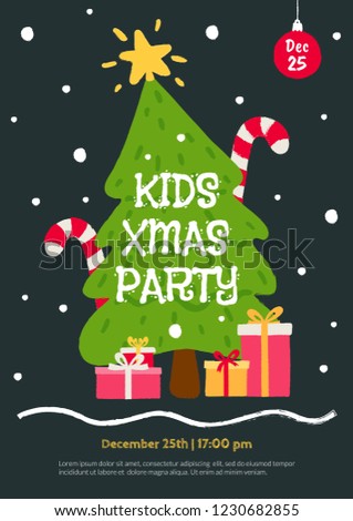 kids christmas party invitation template flat stock vector royalty