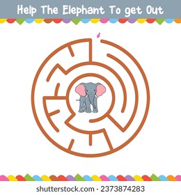 Kids Circular Maze Help The Elephant To get Out