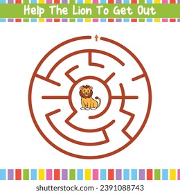 Kids Circular Maze Puzzle Discover the Path Educational Worksheet