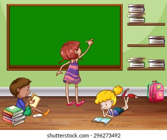 Kids in a classroom illustration