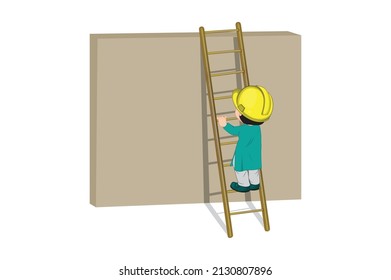 Kids Climbing Ladder Vector Art 