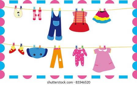 kids clothes on clothes line