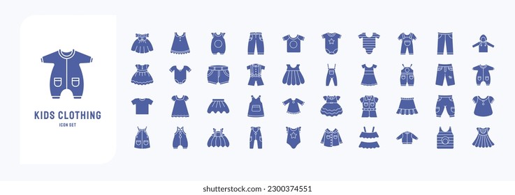 Kids Clothing and dress, including icons like Short, pants, short, and more