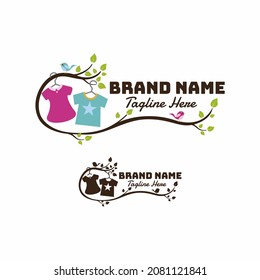 Kids Clothing Store Logo Clothes Hanging Stock Vector (Royalty Free ...