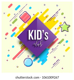 Kids Club banner template. Vector colorfull illustration.