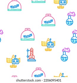 Kids Club Hobby Funny Occupation vector seamless pattern thin line illustration