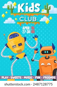 Kids club invitation poster cartoon design template