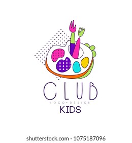 Kids club logo design, bright badge for development, educational or sport center vector Illustration on a white background