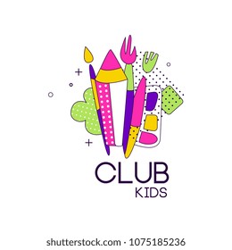 Kids club logo, label for development, educational or sport center vector Illustration on a white background