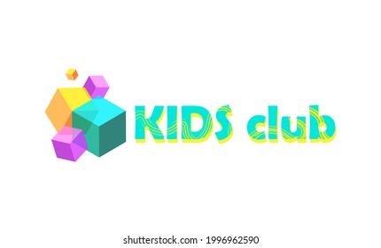 logotipo de club infantil con cubos 3d multicolores