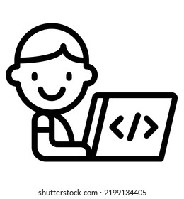 Kids Coding Icon Line Vector Illustration