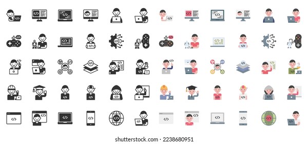 kids coding icon vector, computer,programming, development, student