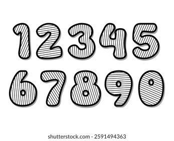 Kids colored cartoon numbers 0 to 9 vector design isolated white background.