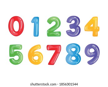 Kids Colored Cartoon Numbers Set. Vector set of 1-9 digit baby icons. school kids Mathematical Symbols.