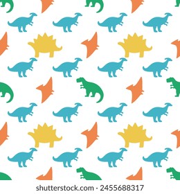 Kids Colorful Dinosaurs Seamless Pattern vector illustration