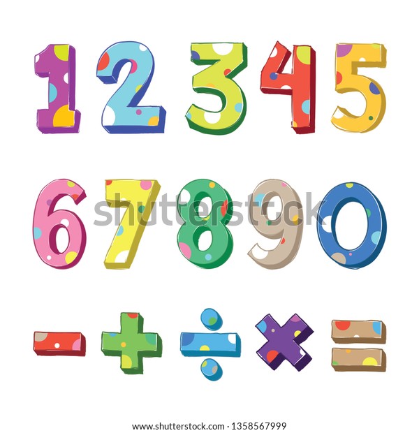 Kids Colorful Numbers Mathematical Signs Colorful Stock Vector (Royalty ...