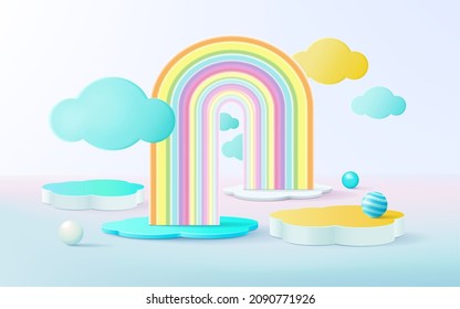 Kids colorful podium product display