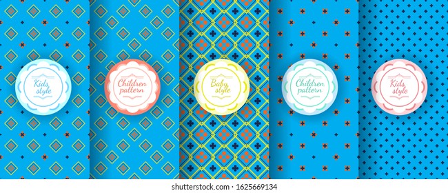 Kids colorful seamless pattern. Cute Baby design background.