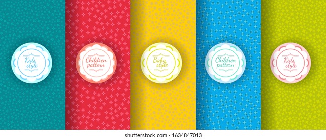 Kids colorful seamless pattern. Cute Baby pattern design background. Suitable for childrens fashion, summer, spring collections of textiles, scrapbooking paper, packaging, invitation. Vector